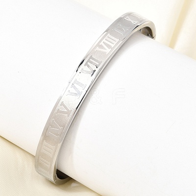 304 Stainless Steel Roman Numerals Hinged Cuff Bangles for Women SA-CBAC920-12P-1