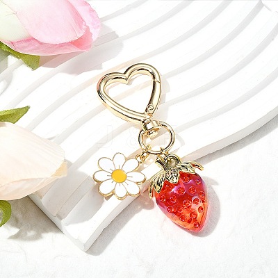 Acrylic Strawberry Pendant Decoration HJEW-SW00120-01-1
