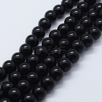 Natural Black Onyx Beads Strands G-P369-01-8mm-1