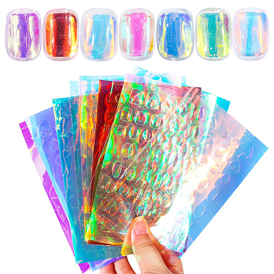 Aurora Laser Glass Paper Nail Art Stickers Decals MRMJ-WH20003-08-1