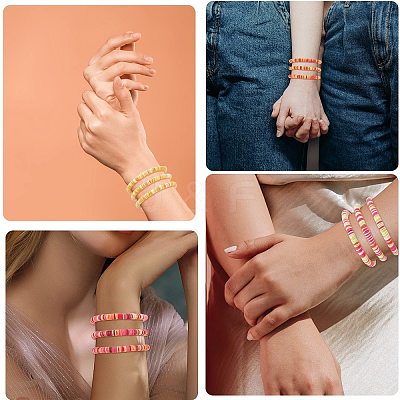 Handmade Polymer Clay Heishi Surfer Stretch Bracelets Set BJEW-SW00099-02-1