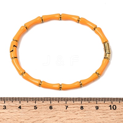 304 Stainless Steel Enamel Hinged Bangles for Women BJEW-D408-42G-1