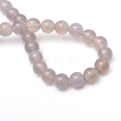 Round Natural Grey Agate Bead Strands G-R345-4mm-07-1