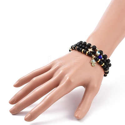 6Pcs 6 Style Natural Mixed Gemstone Beaded Stretch Bracelets Set BJEW-JB09117-1