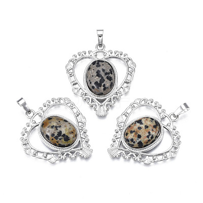Natural Dalmatian Jasper Pendants G-S274-12N-1