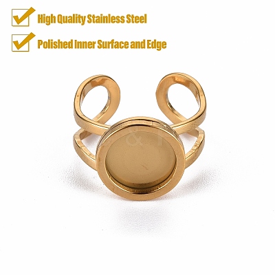 201 Stainless Steel Cuff Ring Findings STAS-S080-040A-G-1