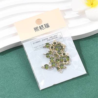 SHEGRACE Brass Pave Cubic Zirconia Flat Round Connector Charms XGRQ2O473-435D-G-1