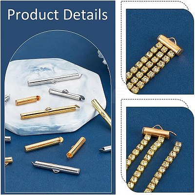 140Pcs 14 Styles Brass Slide On End Clasp Tubes KK-PH0009-90-1