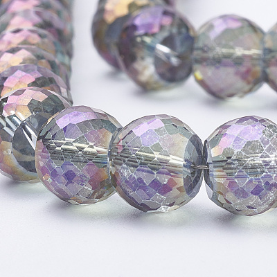 Electroplated Glass Beads Strands EGLA-Q092-8mm-A08-1
