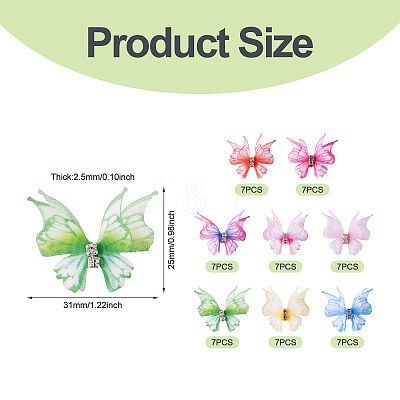 56Pcs 8 Colors Cloth Butterfly Ornament Accessories DIY-TA0014-28-1