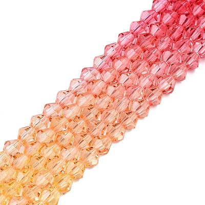 Gradient Color Baking Paint Glass Bead Strands DGLA-A039-T6mm-A03-1