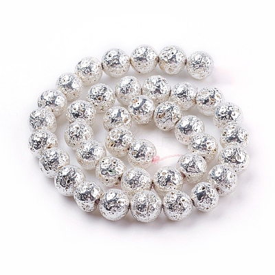 Electroplated Natural Lava Rock Bead Strands G-E429-01-10mm-S-1