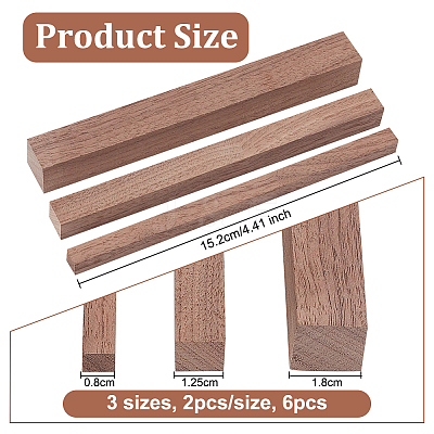 6Pcs 3 Styles Wooden Sticks WOOD-OC0003-85-1