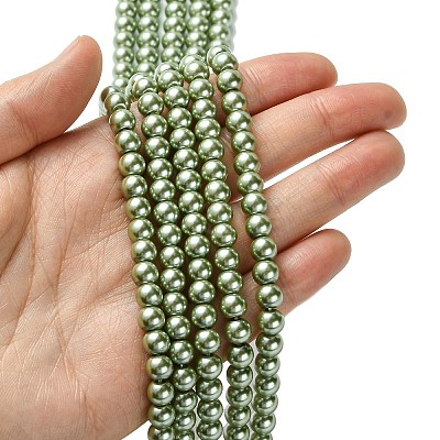 Eco-Friendly Dyed Glass Pearl Beads Strands HY-A008-6mm-RB055-1