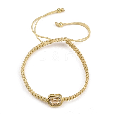 Brass Pave Cubic Zirconia Rectangle Braided Bead Bracelets FB-CBA9090-01-1