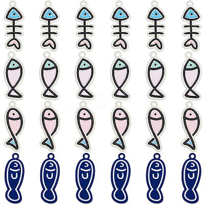 24Pcs 4 Colors Alloy Enamel Pendants FIND-SC0012-04-1
