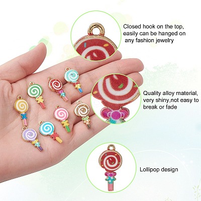 40Pcs 8 Styles Alloy Enamel Pendants ENAM-CJ0005-19-1