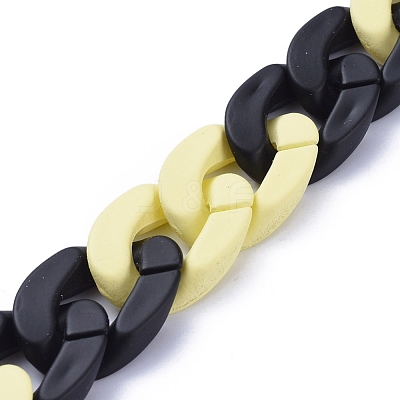 Handmade Opaque Spray Painted Acrylic Curb Chains AJEW-JB00619-04-1