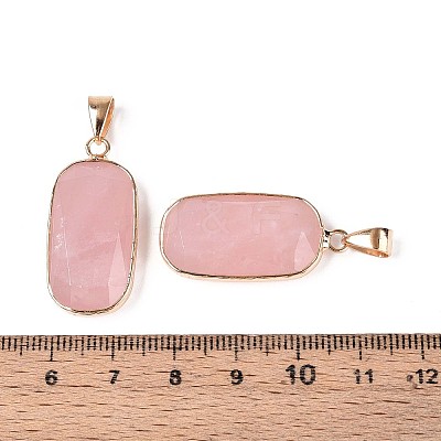 Natural Rose Quartz Pendants G-N349-03F-G-1
