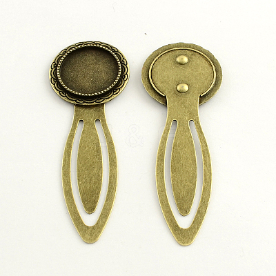 Iron Bookmark Cabochon Setting PALLOY-S033-12AB-NR-1