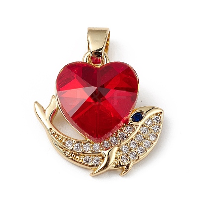 Real 18K Gold Plated Rack Plating Brass Micro Pave Cubic Zirconia Pendants KK-C015-28G-09-1