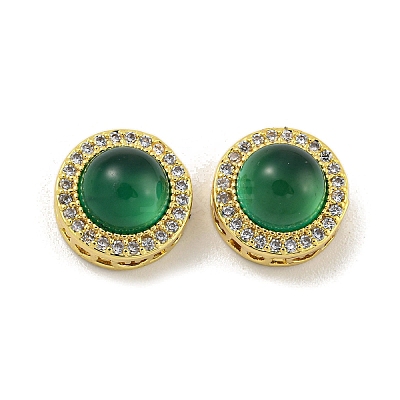 Hollow Brass Micro Pave Clear Cubic Zirconia Beads KK-G490-07G-1