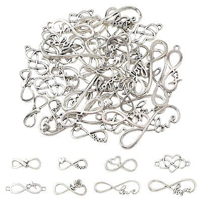 80Pcs 8 Styles Tibetan Style Alloy Connector Charms FIND-CJ0006-04-1