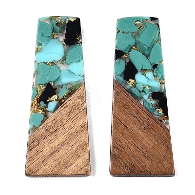 Opaque Resin & Walnut Wood Pendants RESI-T058-04K-1