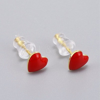 Brass Enamel Stud Earrings EJEW-L231-65C-1