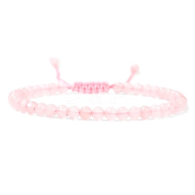 Adjustable Women's Rose Quartz Beaded Bracelet CN3407-48-1