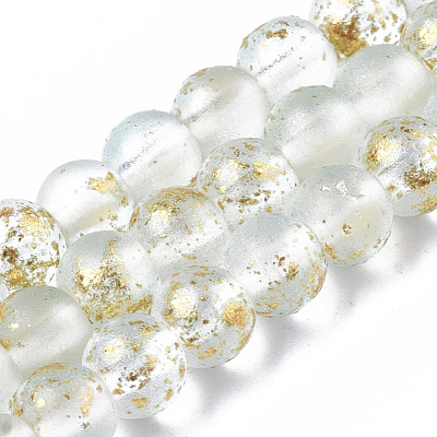 Frosted Spray Painted Glass Beads Strands X-GLAA-N035-03A-C09-1