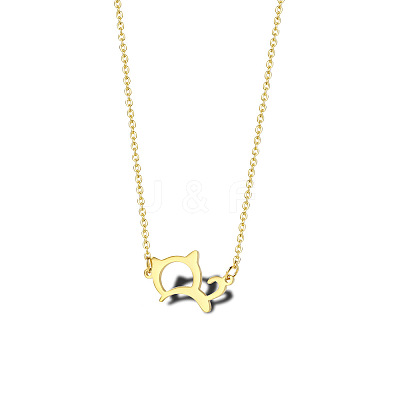 Cute Cartoon Animal 304 Stainless Steel Pendant Necklaces QV5065-13-1
