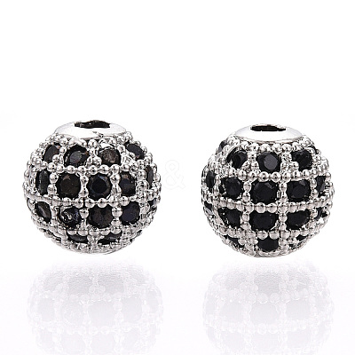 Rack Plating Brass Cubic Zirconia Beads X-ZIRC-S001-8mm-B03-1