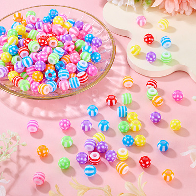 204Pcs 3 Styles Opaque Acrylic Beads OACR-TA0004-36-1