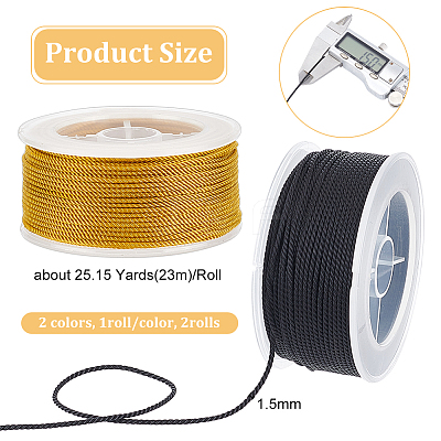 2Rolls 2 Colors 3-ply Nylon Milan Cord/Twisted Threads OCOR-OC0001-41C-1