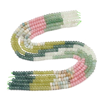Natural Flower Amazonite & Dyed White Jade & Quartz Crystal Beads Strands G-Z135-C05-1