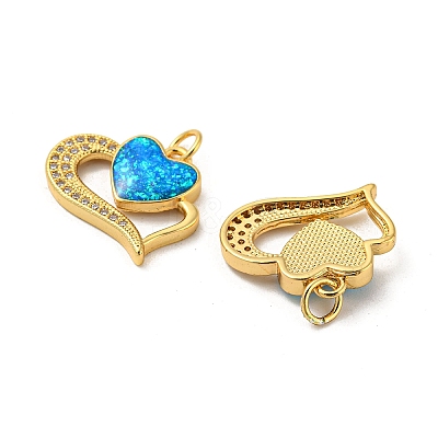 Valentine's Day Brass Micro Pave Cubic Zirconia with Synthetic Opal Pendants KK-D096-02A-G-1