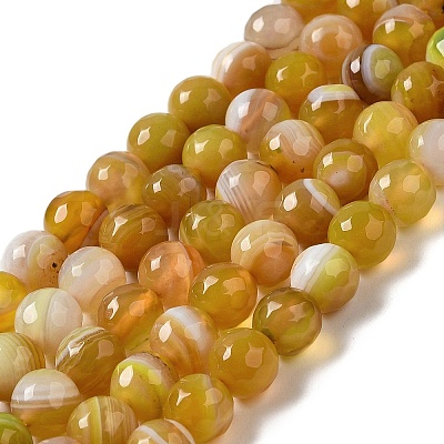 Natural Striped Agate/Banded Agate Beads Strands G-A246-8mm-01-1
