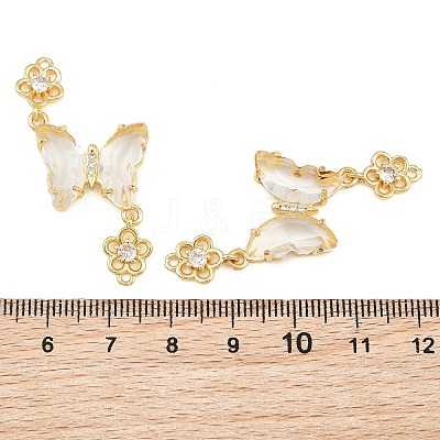 Brass Micro Pave Cubic Zirconia Connector Charms CU-CBACDF6-01G-12-1