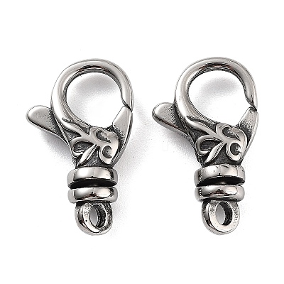 Tibetan Style 316 Stainless Steel Lobster Claw Clasps Hand Polished STAS-K276-12A-AS-1