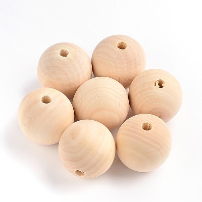 Round Unfinished Wood Beads WOOD-Q008-40mm-LF-1