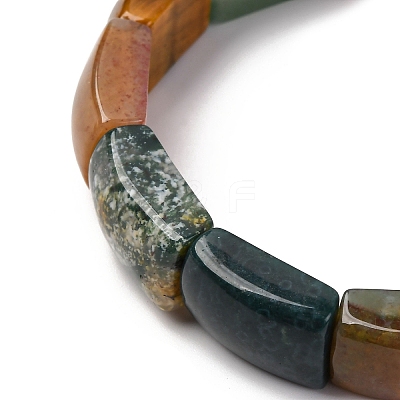 Natural Indian Agate Bead Stretch Bracelets for Women Men BJEW-C097-02A-10-1