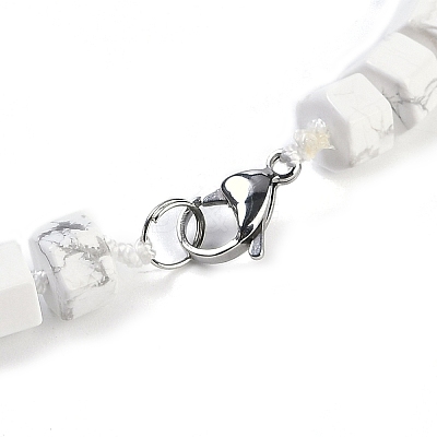 Natural Howlite Hexagon Prism Graduated Beaded Necklaces for Women Men NJEW-K388-03D-1