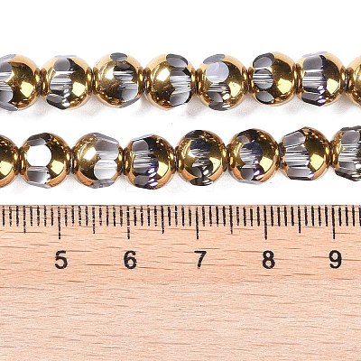 Electroplate Glass Beads Strands EGLA-Q128-04A-FP07-1
