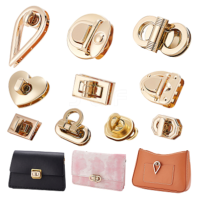 10 Sets 10 Style Iron Bag Turn Lock Clasp Kit DIY-WR0003-22-1