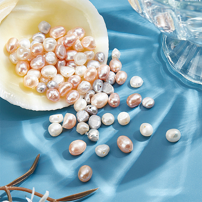 75Pcs 5 Style Natural Cultured Freshwater Pearl Beads PEAR-WR0001-04-1
