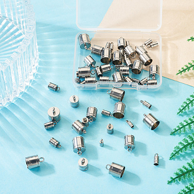 60Pc 6 Styles 201 Stainless Steel Cord Ends STAS-TA0002-98-1