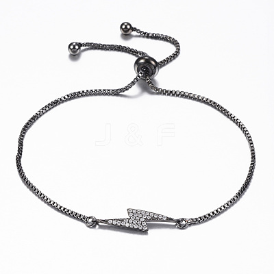 Adjustable Brass Micro Pave Cubic Zirconia Flash Slider Bracelets BJEW-E317-38B-1