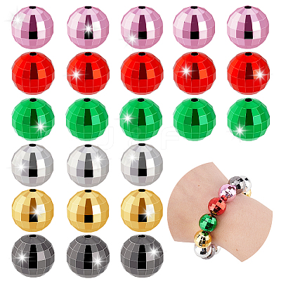 60Pcs 6 Colors Opaque Acrylic Beads PACR-GA0001-01B-1
