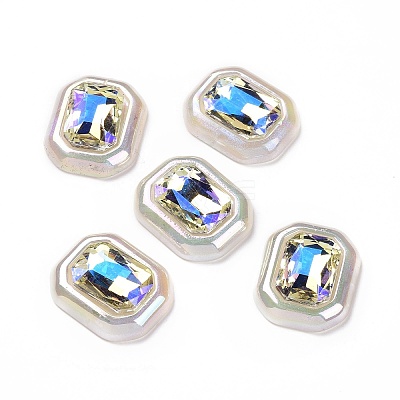 Rainbow Iridescent Plating Acrylic Cabochons OACR-E011-07-1
